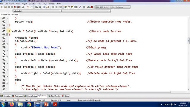 DSA Practical No. 5:  C++ Implementation of Binary Search Tree Operations with Execution.