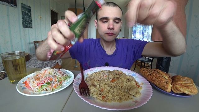 МУКБАНГ АСМР ПЛОВ С МЯСОМ СВИНИНА ФУНЧОЗА / EATING ASMR Mukbang #628