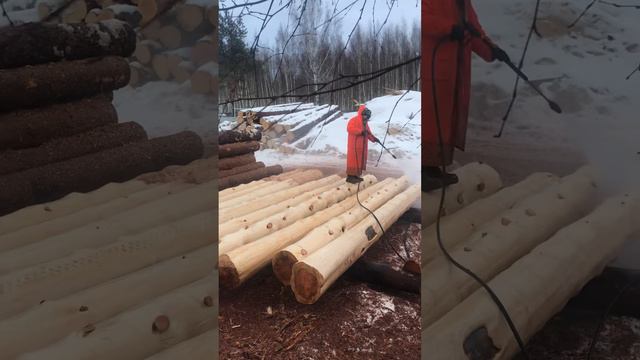 Срубы Окаривание бревна