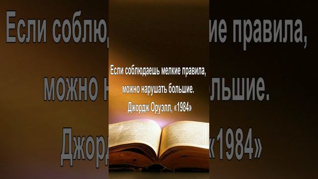 Если соблюдаешь мелкие правила, можно нарушать большие. — Джордж Оруэлл, «1984»