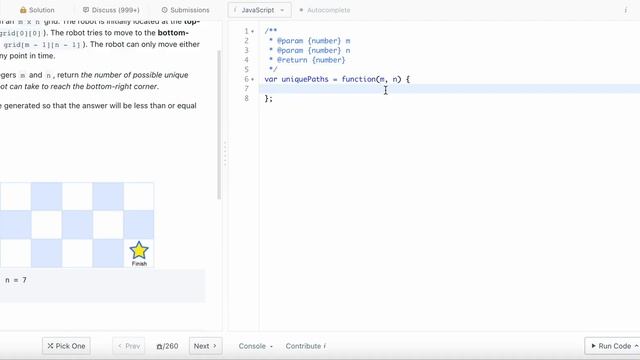 62. Unique Paths | JavaScript | Dynamic Programming | Recursion | Depth First Search | LeetCode 75