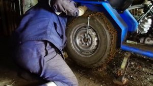 =53= Самодельный минитрактор. Цепи на колеса.