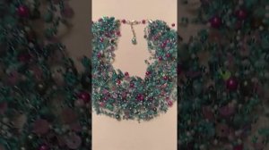 Воздушное колье из бисера и натуральных камней. Воздушка. Паутинка из бисера. ГОтовое украшение.