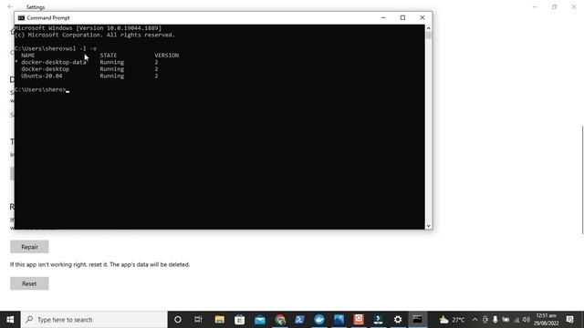 WSL integration with distro ubuntu-20.02 unexpectedly stopped with exit code 1error when run docker