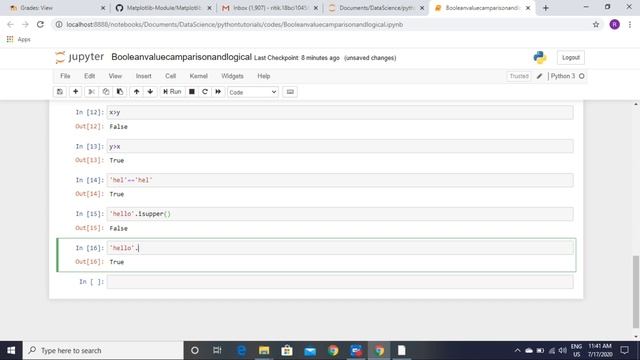 Boolean, Comparsion Operators and Logical Operators in Python | Python for Beginners
