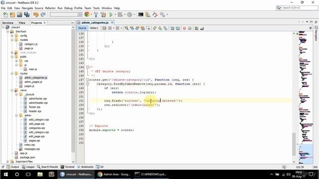 NodeJS / Express / MongoDB - Build A Shopping Cart - #23 Delete Category