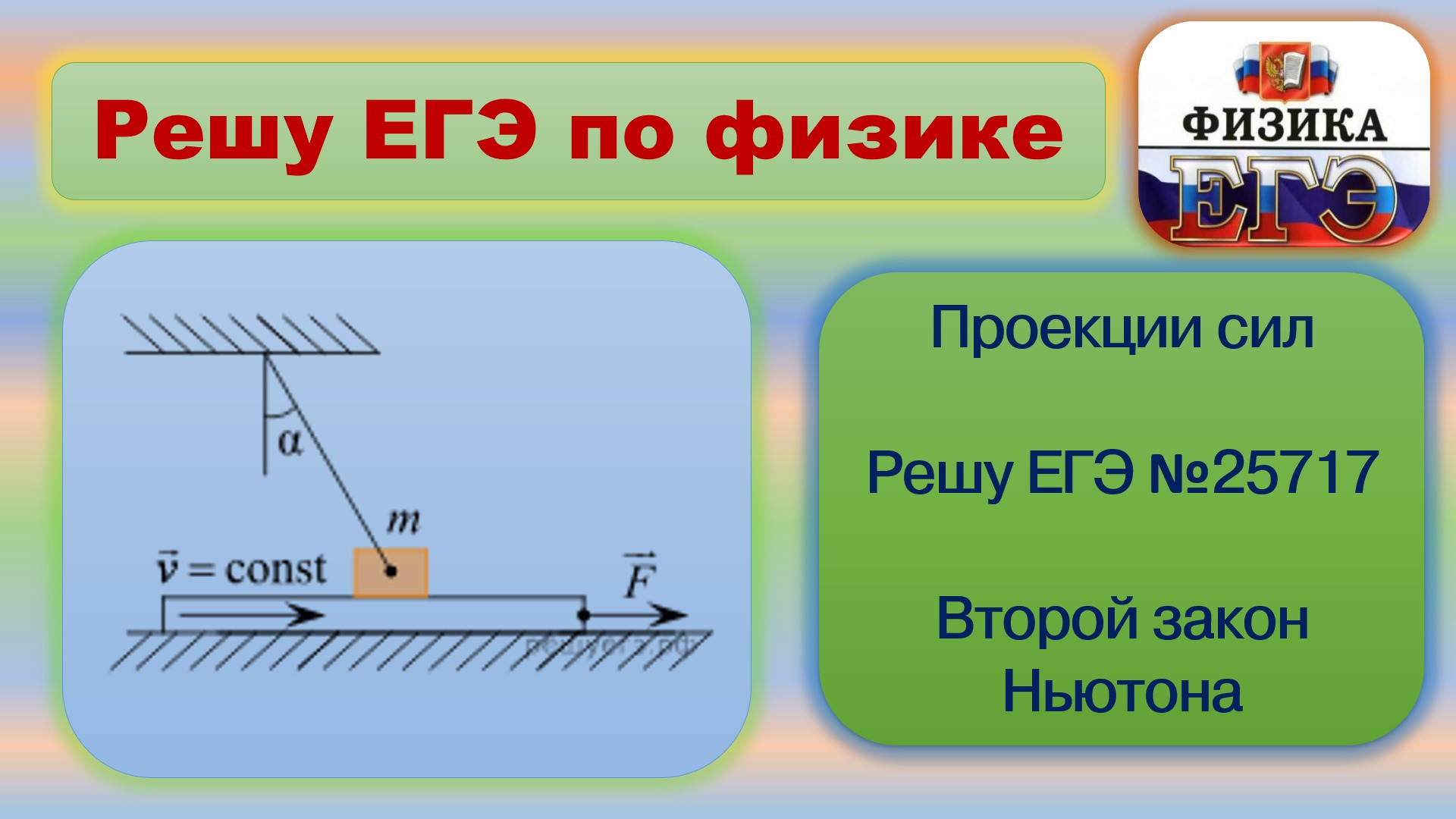 Решу ЕГЭ по физике. Задача на 2 закон Ньютона. Тип 26 № 25717.
