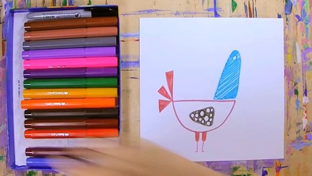 Как нарисовать петушка фломастерами - урок рисования, рисуем дома поэтапно