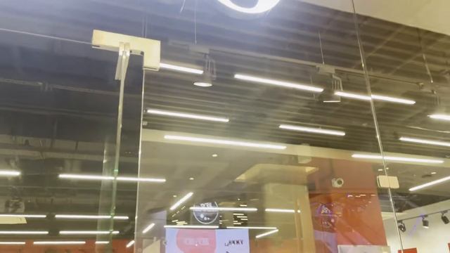 Цельностеклянная перегородка с двустворчатой маятниковой дверью. Установка стеклянных перегородок. смотреть онлайн