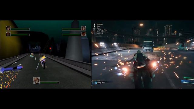Final Fantasy 7 Remake - Original Vs Remake Bike Chase Gameplay Comparison With Boss Battle