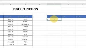 How to use index function in excel