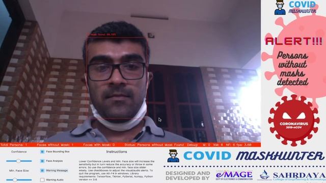 Mask detection using opencv, deeplearning and tensorflow model with gui