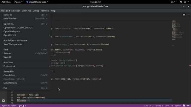 Menu Bars With tKinter - Python Tkinter GUI Tutorial