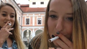 2 Smoking Girls in a Castle