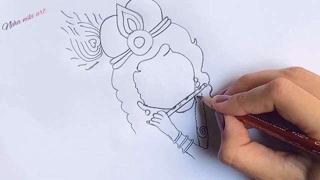 JanamAshtmi Drawing_lord Krishna Drawing Easy Step By Step #janamashtmi смотреть онлайн