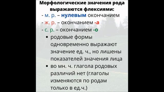 Глагол. Непостоянные грамматические признаки. Род глагола