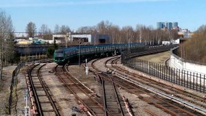 Санкт-Петербург, депо ТЧ-5 "Невское", вагон "Батарейка" и метропоезда 81-722/723/724 "Юбилейный"