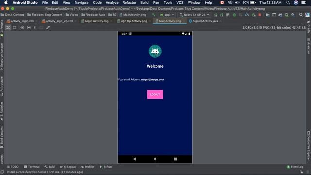 4. Structure the app built using Firebase Auth in Android Studio | FirebaseTutorials.com