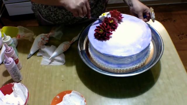 Украшение торта белковозаварным кремом.для мужчины.для женщины.готовим со Светланой. смотреть онлайн