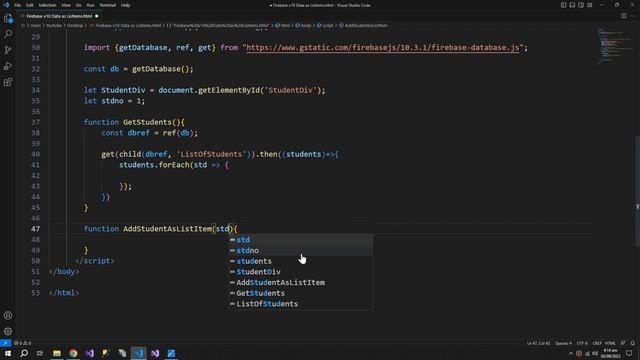 How to get Firebase Data as List Items | HTML li tag | Realtime Database