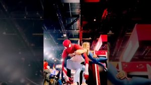 Extraordinary Spiderman Lift and Carry Feats: little Spiderman gets surprised.