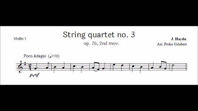 Violin 1 Haydn String Quartet no. 3 op. 76 2nd mov