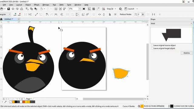 How to make Angry Birds Bomb in CoralDraw смотреть онлайн