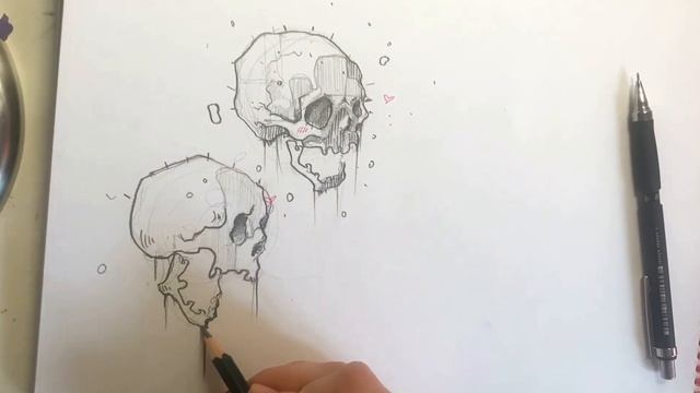 Как нарисовать череп смотреть онлайн