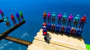 GTA 5 Superheroes On Motorcycle Ride On The Spider Mcqueen Bridge