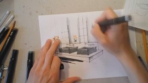 Как нарисовать интерьер? [Скетч ванной комнаты]