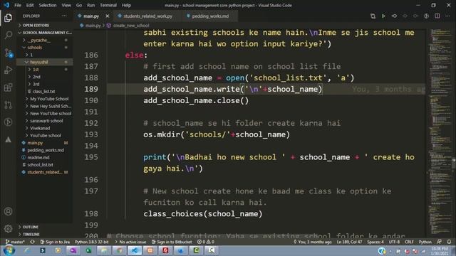 How to store dictionary data using file handling School Management Project on Core Python