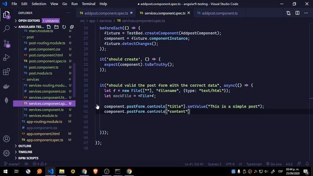 Build and Test an Angular 9 app from Scratch #7 (Testing Post & AddPost Components )