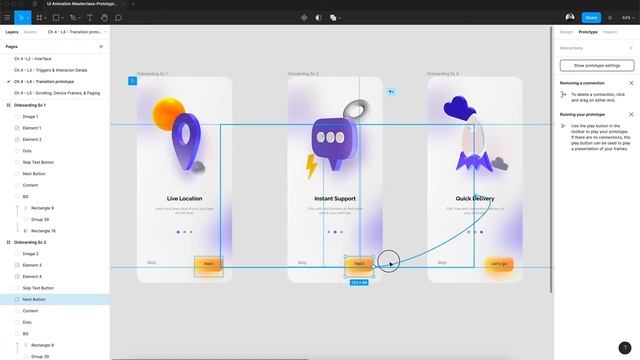 Creating a simple onboarding screens transition prototype in Figma  UI Animation Series - 08