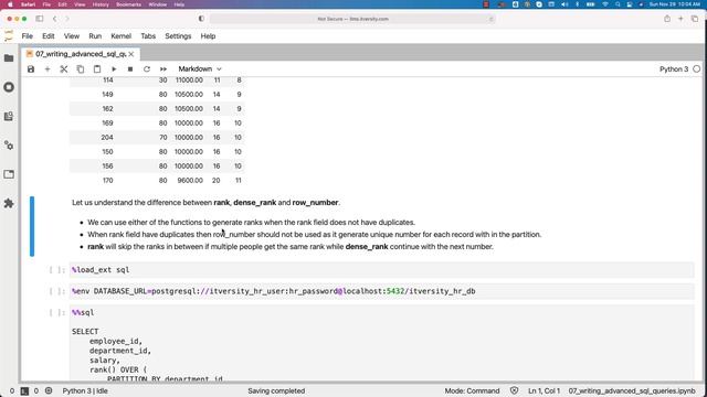 Mastering SQL - Postgresql - Advanced SQL - Analytic Functions – Ranking