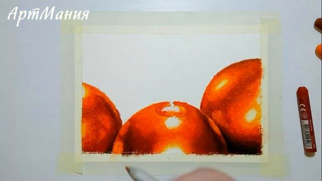 Горящая свеча - Рисунок масляной пастелью - Новогодний рисунок смотреть онлайн