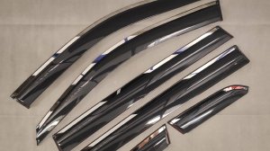 Дефлекторы 6 шт затемненные с хром полосой для Changan cs75 / cs75FL