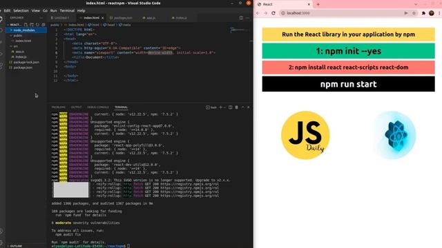 Install React By Npm In Your PC | How To Install React Library In Your VS Code