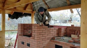 кладка печного комплекса , барбекю+плита под казан+русская печь