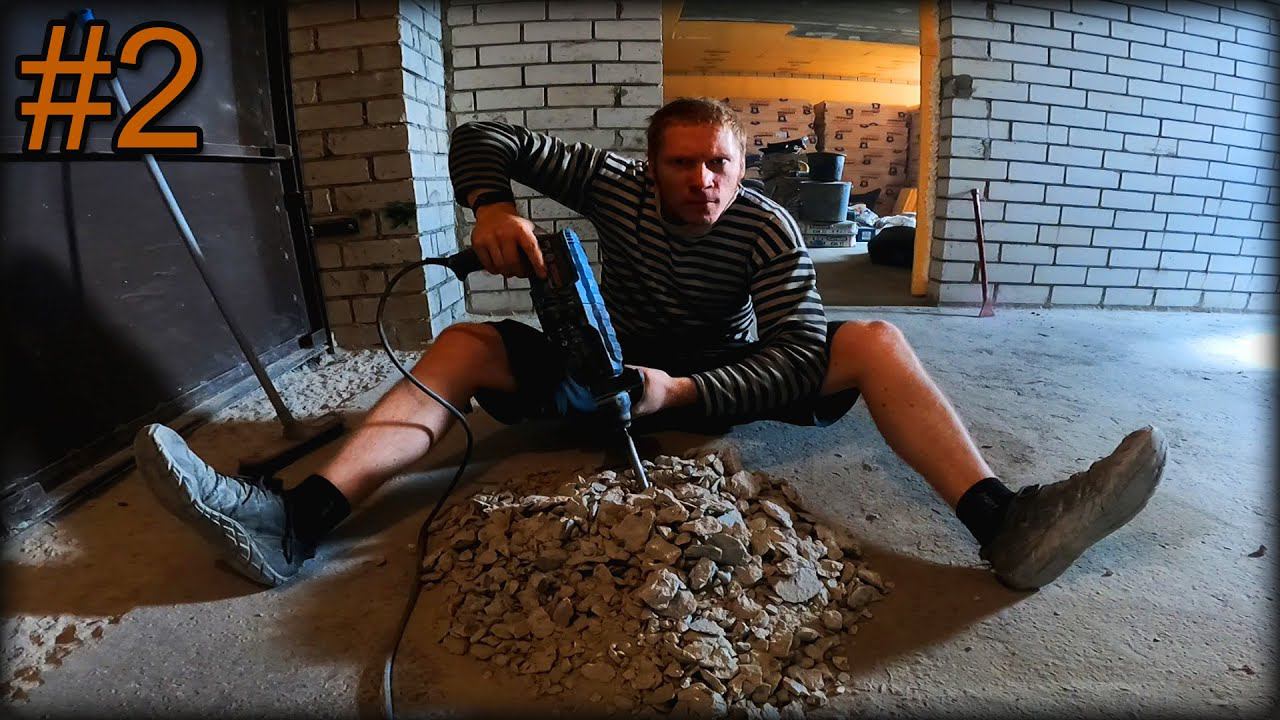 Как ВЫРОВНЯТЬ бетонный ПОЛ в ГАРАЖЕ своими руками, СТЯЖКА пола без ОПЫТА. Гараж мечты.