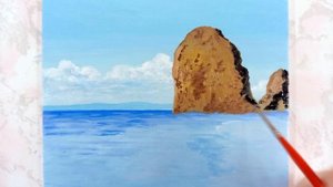 Как нарисовать скалу в море. Рисунок красками.