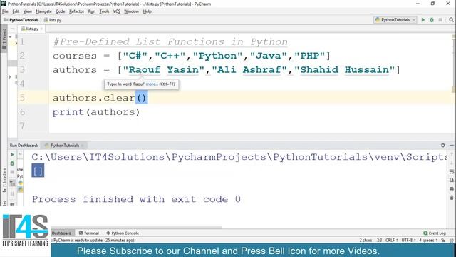 Python Tutorial in Urdu | Hindi | Lists Predefined Functions in Python | All Lists Functions