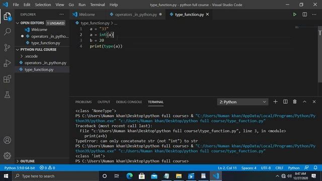 Type Function and Type Casting in python l Type function l Type casting l Python full course l T #4