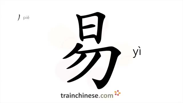 易 (yì) easy; amiable; to change, to exchange - HSK