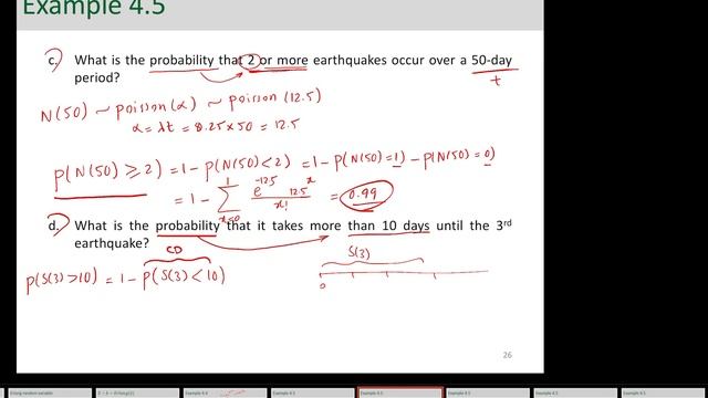 Poisson, Exponential, and Erlang Random Variable Example