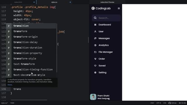 Responsive Side Navigation Bar in HTML CSS And JavaScript | Dashboard Sidebar Menu