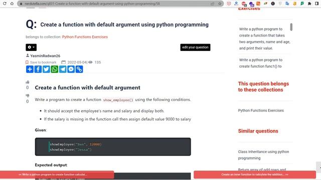 Create a function with default argument using python programming