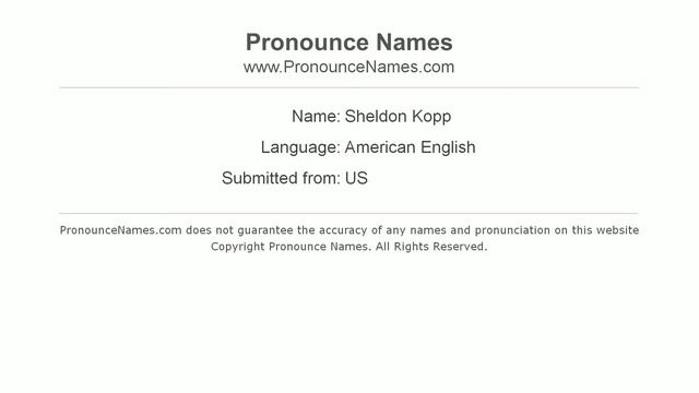 How to pronounce Sheldon Kopp (American English/US)  - PronounceNames.com