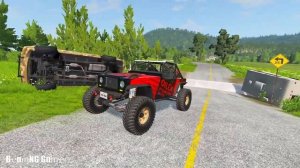 Автомобили против лежачих полицейских водопровода - BeamNG