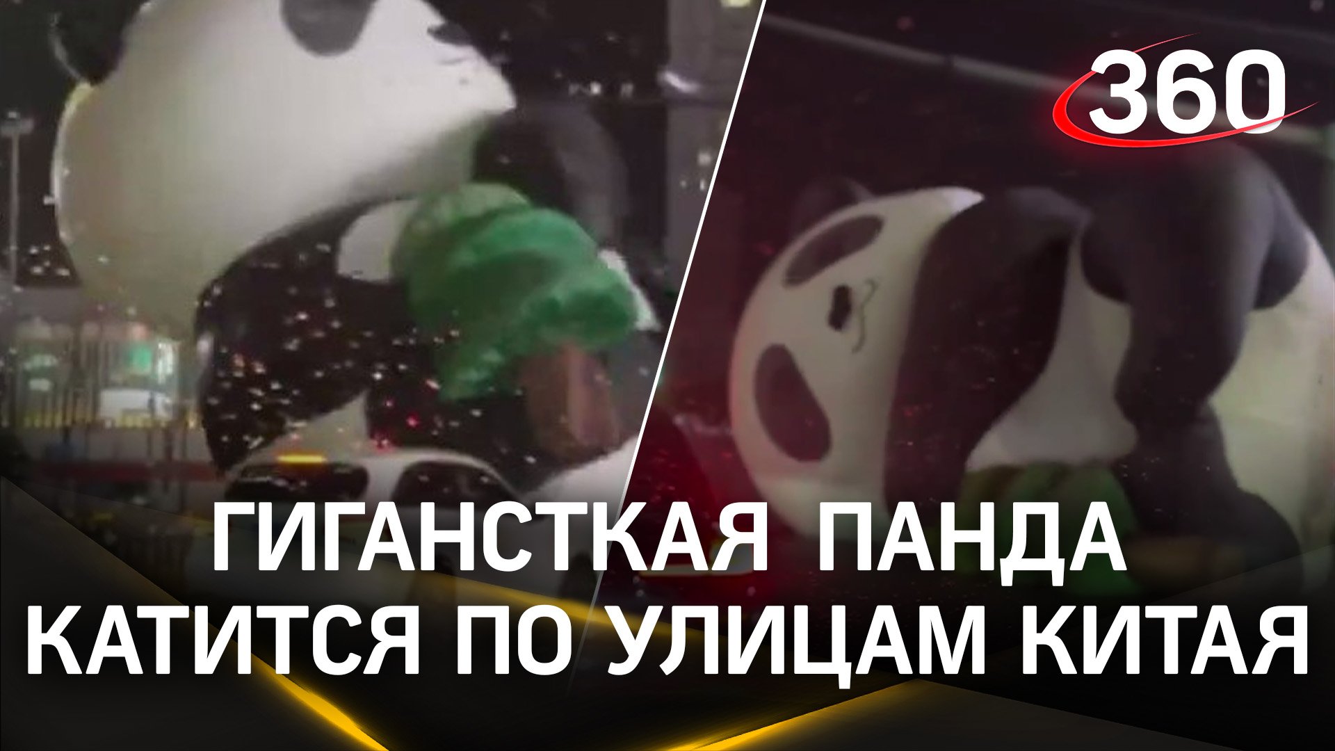 Огромная панда катится по китайскому городу Чэнду