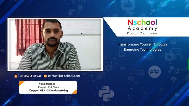 NSCHOOL Student Testimonials : Vimal Got Placed a Reputed MNC in Coimbatore | Fullstack Developer
